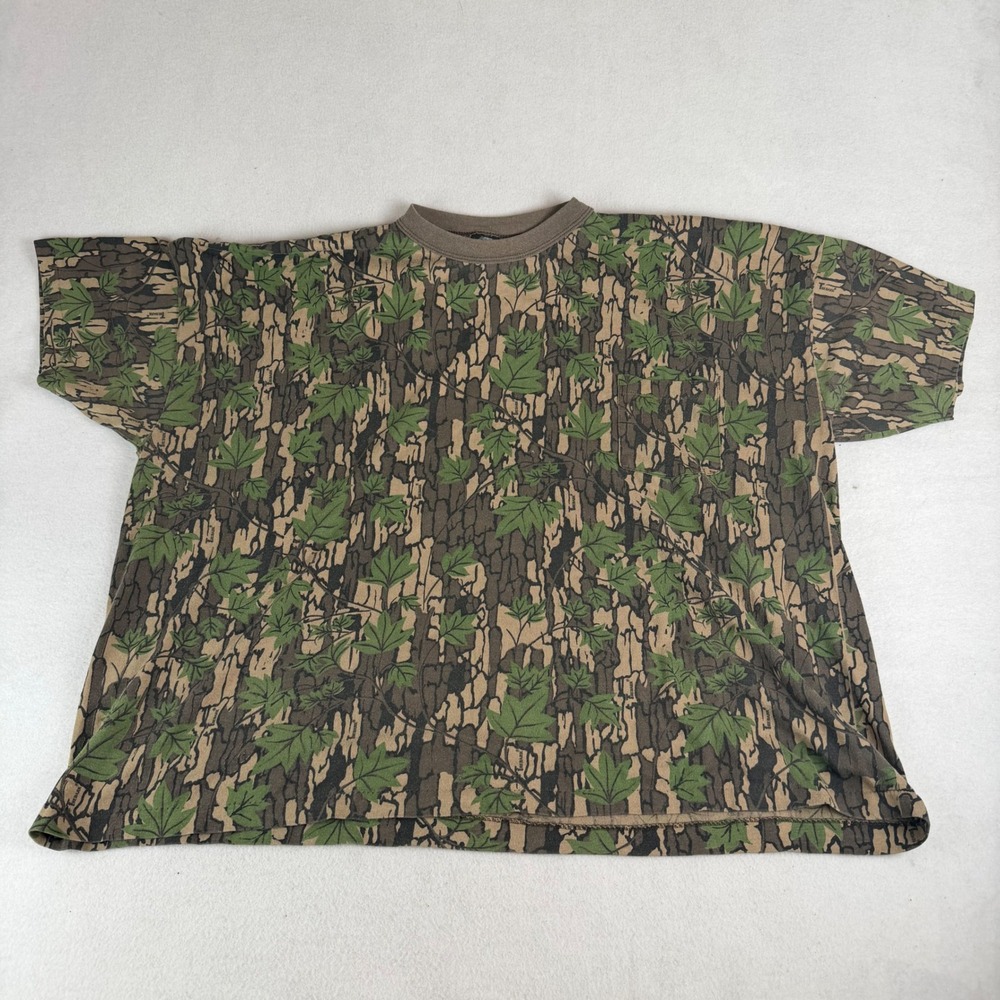 Vintage 80s Trebark Camo Pocket T-Shirt Mens XXXL boxy Made in USA Faded‎